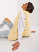Light yellow fur vest with pockets