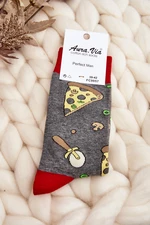Pánské ponožky se vzory pizzy šedá