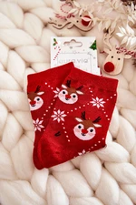 Dámské vánoční ponožky lesklé sobově Červené