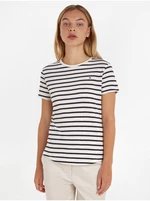 Cream-black women's striped T-shirt Tommy Hilfiger