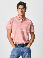 Pink Men's Striped Polo Shirt Pepe Jeans Farrell