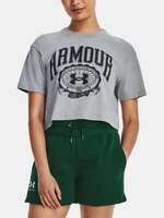 Under Armour Tričko UA COLLEGIATE CREST CROP SS-GRY - Dámské