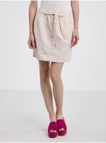 Světle růžová dámská džínová sukně s příměsí lnu CAMAIEU - Dámské