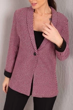 armonika Women's Fuchsia Striped Sleeve Folded Single Button Stash Jacket