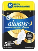 ALWAYS Ultra Secure Night Extra Hygienické vložky (veľ. 5) s krídelkami 20 ks