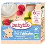 BABYBIO Olovrant z kozieho bio mlieka s jablkom a malinami 6m+ 4 x 85 g BABYBIO Olovrant z kozieho bio mlieka s jablkom a malinami 6m+ 4 x 85 g