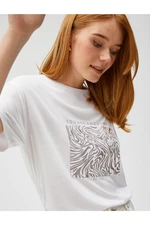 Koton Shiny Printed T-Shirt, Crew Neck