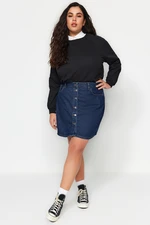 Trendyol Curve Dark Blue Button Front Denim Skirt