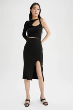 DEFACTO Fitted High Waisted Side Split Pencil Skirt