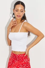 Cool & Sexy Women's White Halter Collared Crop Top