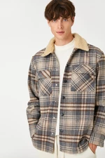 Koton Men's Brown Plaid Jacket