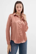 Bigdart 3964 Lightly Flowy Satin Shirt - Camel