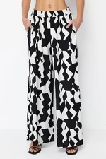 Trendyol Multicolored Geometric Patterned Wide Leg Ribbed Stretch Trousers