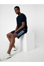 Koton Lace-Up Shorts with Zipper Pocket, Slim Fit with Stripe Detail.