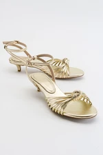 LuviShoes Vind dámske zlaté metalické sandále na podpätku