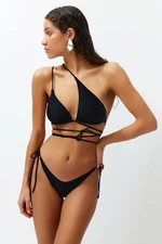 Trendyol Black One-Shoulder Cut Out/Windowed Regular Bikini Set