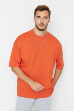 Trendyol Orange Basic 100% Cotton Crew Neck Oversize/Wide-Fit Short Sleeve T-Shirt
