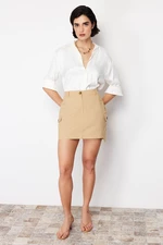 Trendyol Dark Beige Pocket Detailed Mini Woven Skirt