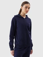 Women's Sweatshirt Zipped Up Hoodie 4F - Navy Blue