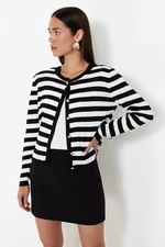 Trendyol Double Knitwear Cardigan with Black Cotton Blouse