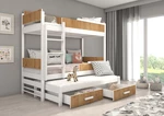 Poschoďová dětská postel Icardi 180x90 cm, bílá/artisan