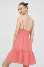 Bavlněné šaty Billabong růžová barva, mini