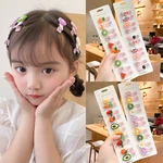 10Pcs/set 2023 New Korean Kawaii Girls Bows Headdress Children Hairpin Fruit Hair Clips Baby Side Bangs Clip Hair Accessories