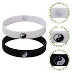 2Pcs Rubber Bracelets Silicone Wristbands Yin Yang Bracelets for Women Men Couples