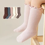 2Pair Kids Toddler Ruffle Knee High Sock Baby Girls Long Soft Cotton Socks Autumn Winter Solid Newborn Baby Sock Infant Girl Set