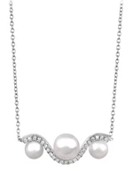 Silver Cat Elegantní stříbrný náhrdelník se zirkony a perlou SC340
