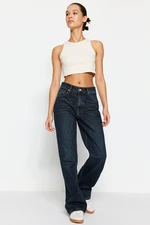 Trendyol Dark Blue High Waist Wide Leg Jeans