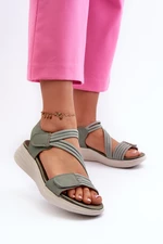 Dámské pohodlné sandály na suchý zip zelená Eladora