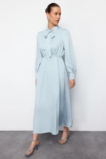 Trendyol Light Blue Collar Tied Straight Woven Dress