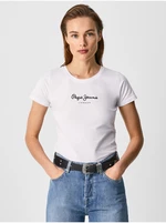 Bílé dámské tričko Pepe Jeans New Virginia - Dámské