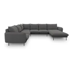 Ciemnoszara sofa w kształcie litery U Cosmopolitan Design Vienna, lewostronna