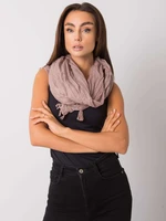 Dark beige women's scarf with fringe