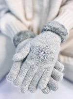 Světle šedé dámské rukavice SNOWFLAKE