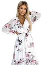 Midi dress with neckline and belt Numoco