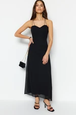 Trendyol Black Maxi Woven Lined Double Strap Woven Dress