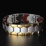 Men Fashion Simple Stainless Steel Hexagon Detachable Magnetic Therapy Bracelet