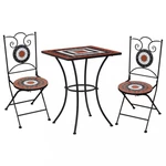 Mozaikový bistro set 3 ks Dekorhome Bílá / oranžová,Mozaikový bistro set 3 ks Dekorhome Bílá / oranžová