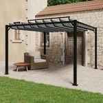 Pergola s lamelovou střechou 3 x 3 m hliník / látka Dekorhome Šedá