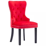 Jídelní židle 2 ks samet / kaučukovník Dekorhome Červená,Jídelní židle 2 ks samet / kaučukovník Dekorhome Červená