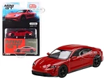 Porsche Taycan Turbo S Carmine Red Limited Edition to 2400 pieces Worldwide 1/64 Diecast Model Car by True Scale Miniatures