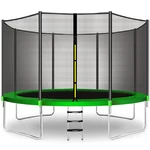 BOMINFIT 10/12FT Jump Recreational Trampolines with Enclosure Net for 3-4 Kids Adults Indoor Outdoor Max 330lbs