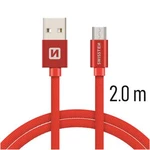 Datový kabel Swissten Textile USB / microUSB 2m, red