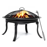 KingSo 24inch Portable Fire Pits Steel Wood Burning Firepitwith BBQ Grill Fire Bowl Poker