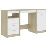 140x50x76CM Office Desk Computer Study Workstation Home Office White and Sonoma Oak Chipboard
