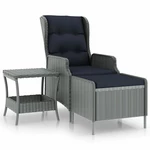 2 Piece Garden Lounge Set with Cushions Poly Rattan Light Gray