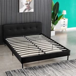Lusimo Metal Wood Upholstered Platform Bed Queen Size Frame Panel Headboard No Box Spring Needed Easy Installation 83x63